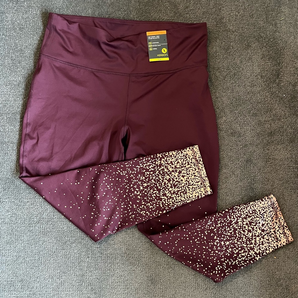 Purple and gold leggings NWT